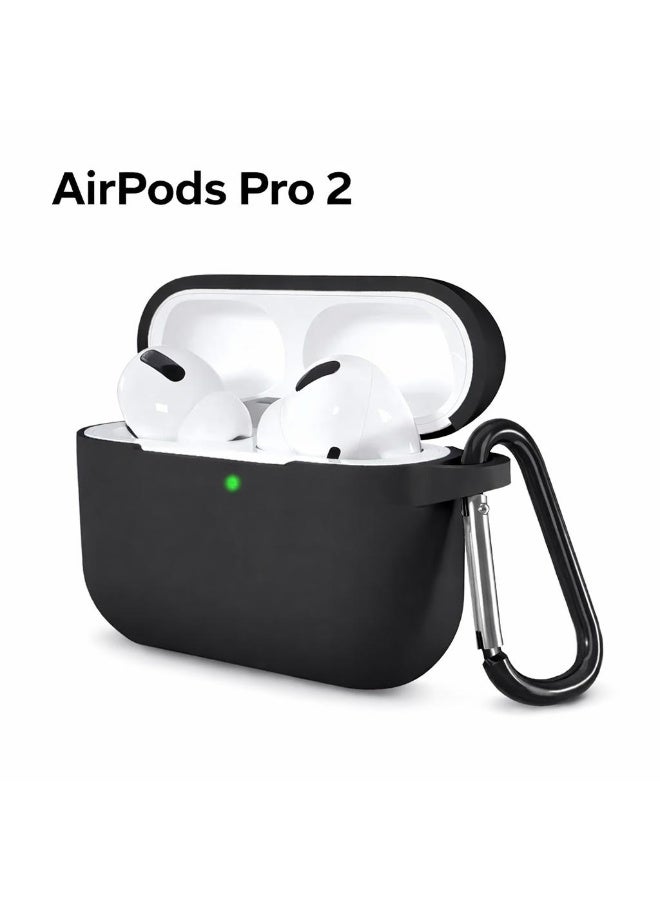 Case Black Silicone Protective Case for AirPods Pro 2 (2022 Model) – Compatible with 2nd Generation, Soft Shockproof Anti-Scratch Cover - Image 1